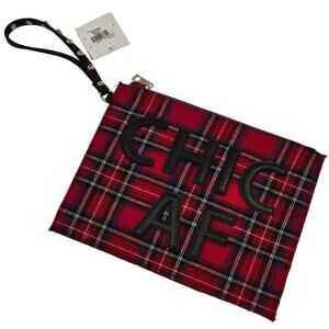 Olivia Miller Red Plaid Chic AF Wristlet Clutch Clueless